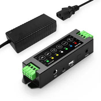 Herdio 4-Channel Bluetooth Amplifier 200W Power Output With 24V5A AC-DC Power Supply Wall Mount USB/MIC/AUX For Passive Speakers 4