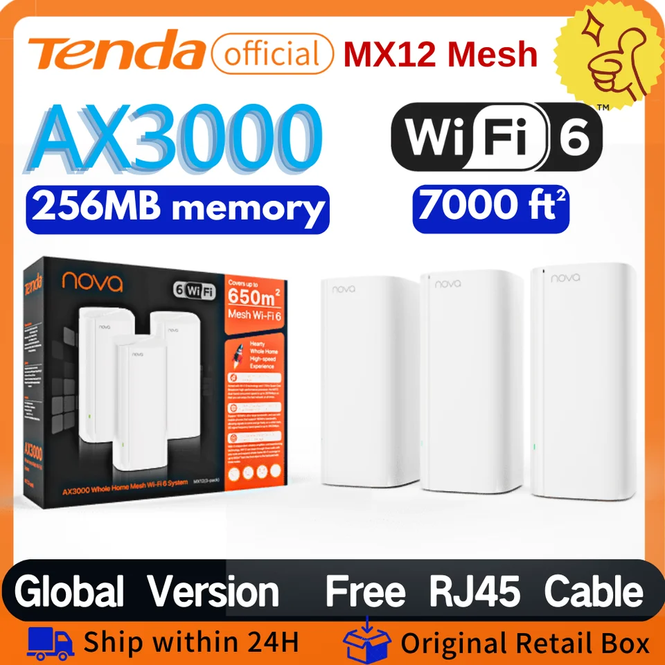 Tenda WiFi Mesh Nova MW3 AC 1200 - Système WIFI Mesh Couverture WiFi 325m²- Remplacement Routeur Répéteur Tenda WiFi Mesh Nova MW3 AC 1200 - Système WIFI Mesh Couverture WiFi 325m²- Remplacement Routeur Répéteur