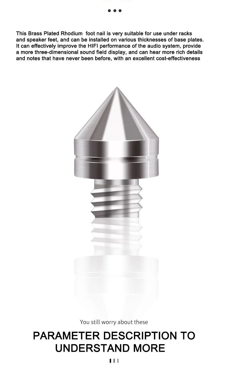 M8 M9 Spikes CD-Ständer Lautsprecher Gold Silber Messing Metall Spike Kegel Boden Nagel Subwoofer Verstärker Player Plattenspieler Isolation Füße – Detail 5