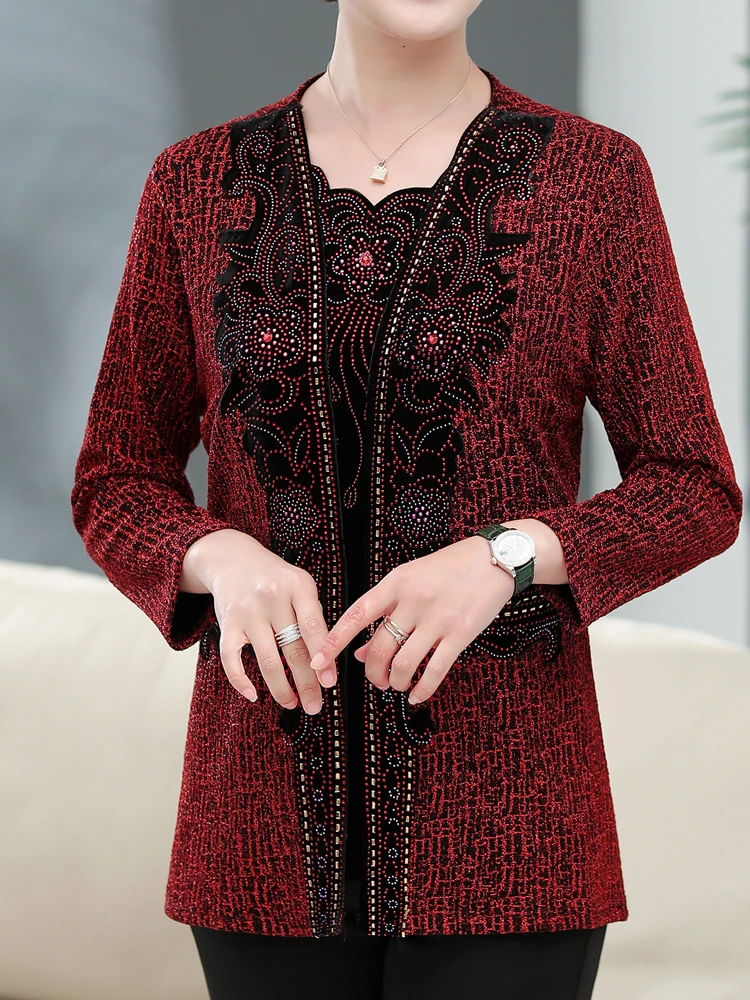 

Комплект из двух предметов с имитацией свитера, женский осенний свитер с длинным рукавом для мам, пуловер, женский свитер с принтом для женщин