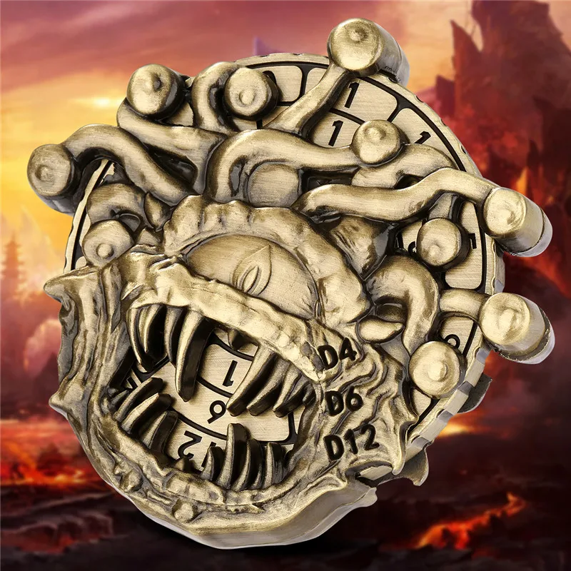 Retro Beholder Form Metall Würfel Spinner 7-in-1 Würfel Rotierendes Fingerspitzenrad für Rollenspiele Gaming Zubehör Hochzeitsgeschenkset – Detail 4