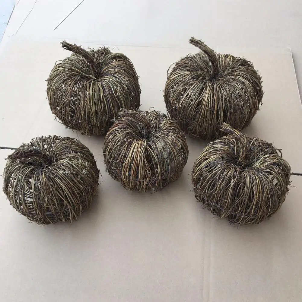 Artificial Pumpkins Rattan Woven Ornament for Halloween Thanksgiving halloween decoration props