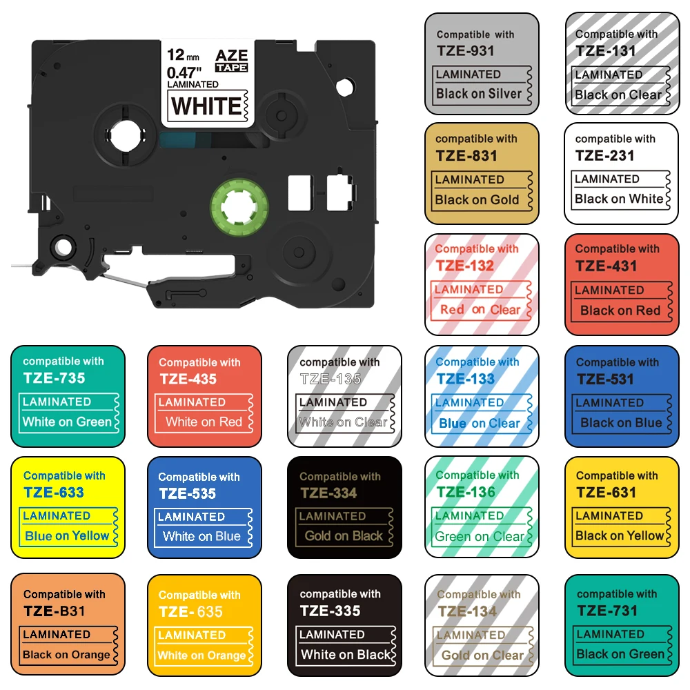 

12/18/24mm Compatible for Brother P-touch Label Tape 12mm Laminated Label Tape 18mm for Label Maker PT710BT D600 P900W E550W 350