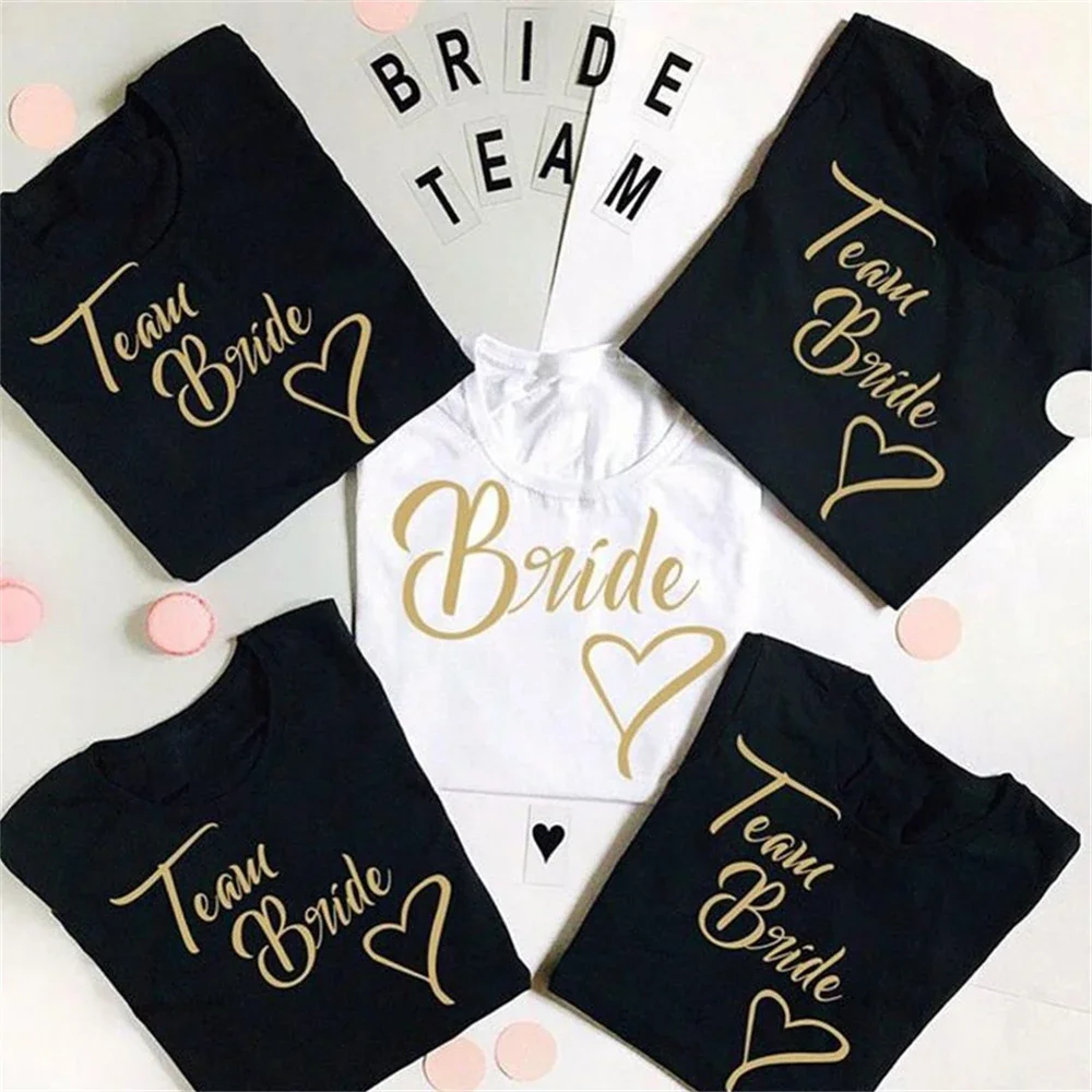 

T-shirt Bridal Bridesmaid Team Women Tops Bachelorette Party Tops Bride Team T Shirt Wedding Bride Squad Heart