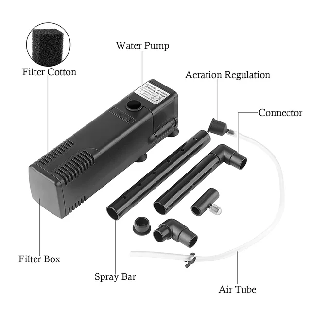 Turtle Tank Filter Low Level Water Filter Submersible Water Filter Pump Aquarium Built-in Recirculating Oxygen Increasing Pump 5