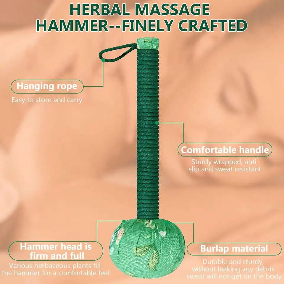 Marteau de massage en absinthe à long manche pour drainage lymphatique - Massage manuel complet du corps et du dos, réduction du stress, nylon_voghion.com