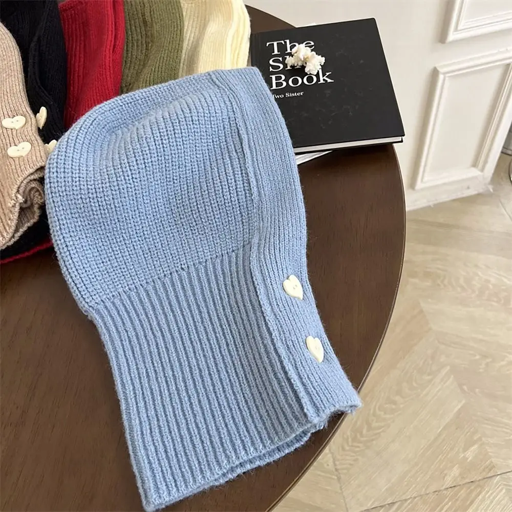 Solid Color Woolen Knitted Children Hat Winter Warm One Piece Ear Protection Cap Korean Style Shawl Hat For Boys Girls