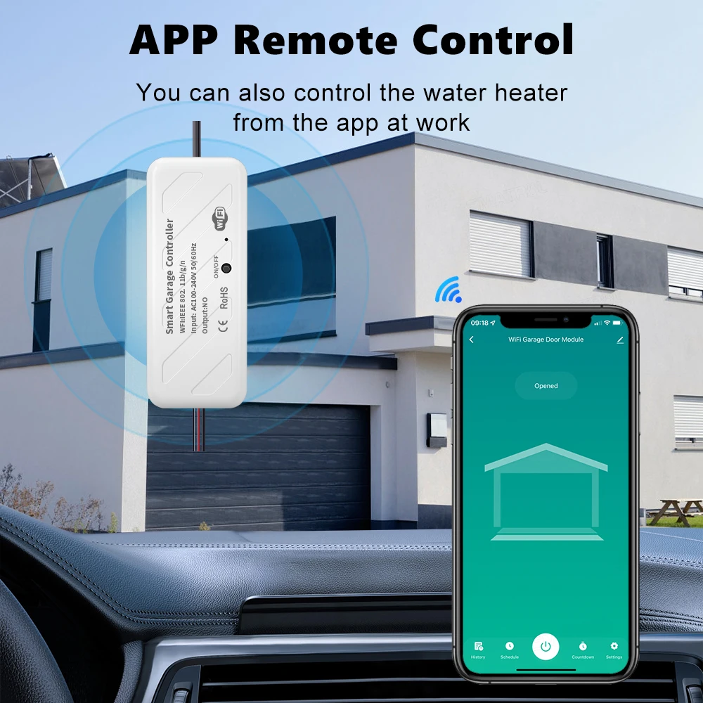 Tuya WIFI Smart Garage Door Opener Controller APP Voice Control Intelligent Switch Work With Alexa Echo Google Home Smart Life smart garage door opener