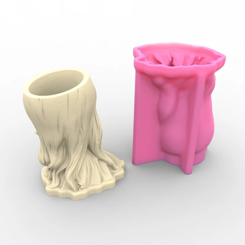 Girl and Concrete Silicone Mold Succulent Flowerpot Cement Plaster Molds