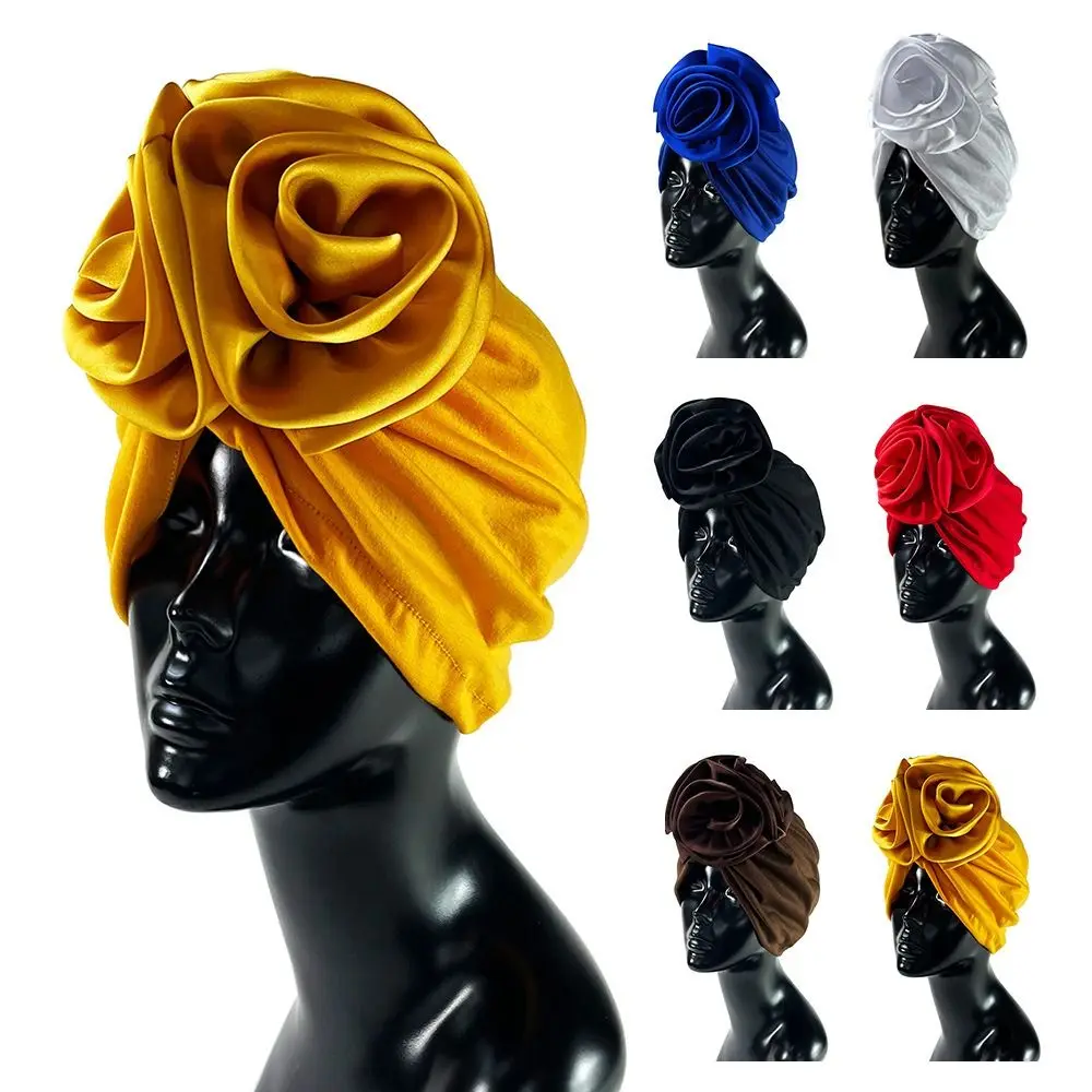 

Muslim Elastic Headband Hat Fashion Hair Wrap Headwear Turban Cap Flower Decorative Flower Head Scarf Autumn Winter