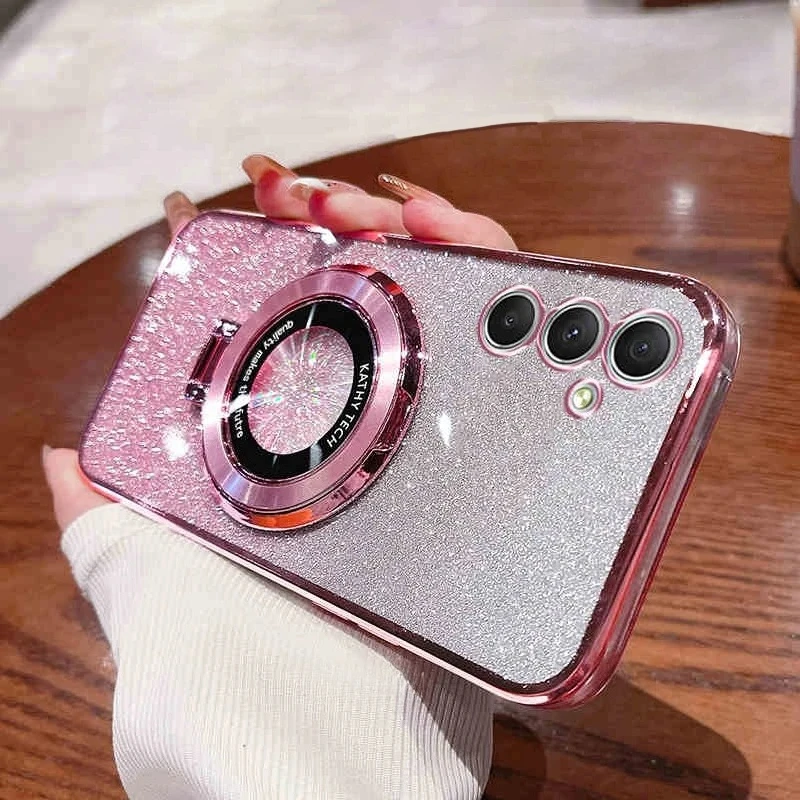 Glitter Plating Silicone Case with Holder and Stand