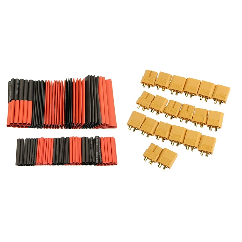 

10 Pairs Xt60 Female / Male Bullet Connectors & 127Pcs 2:1 Heat Shrink Tubing Wire Cable Sleeving Wrap Connect Set