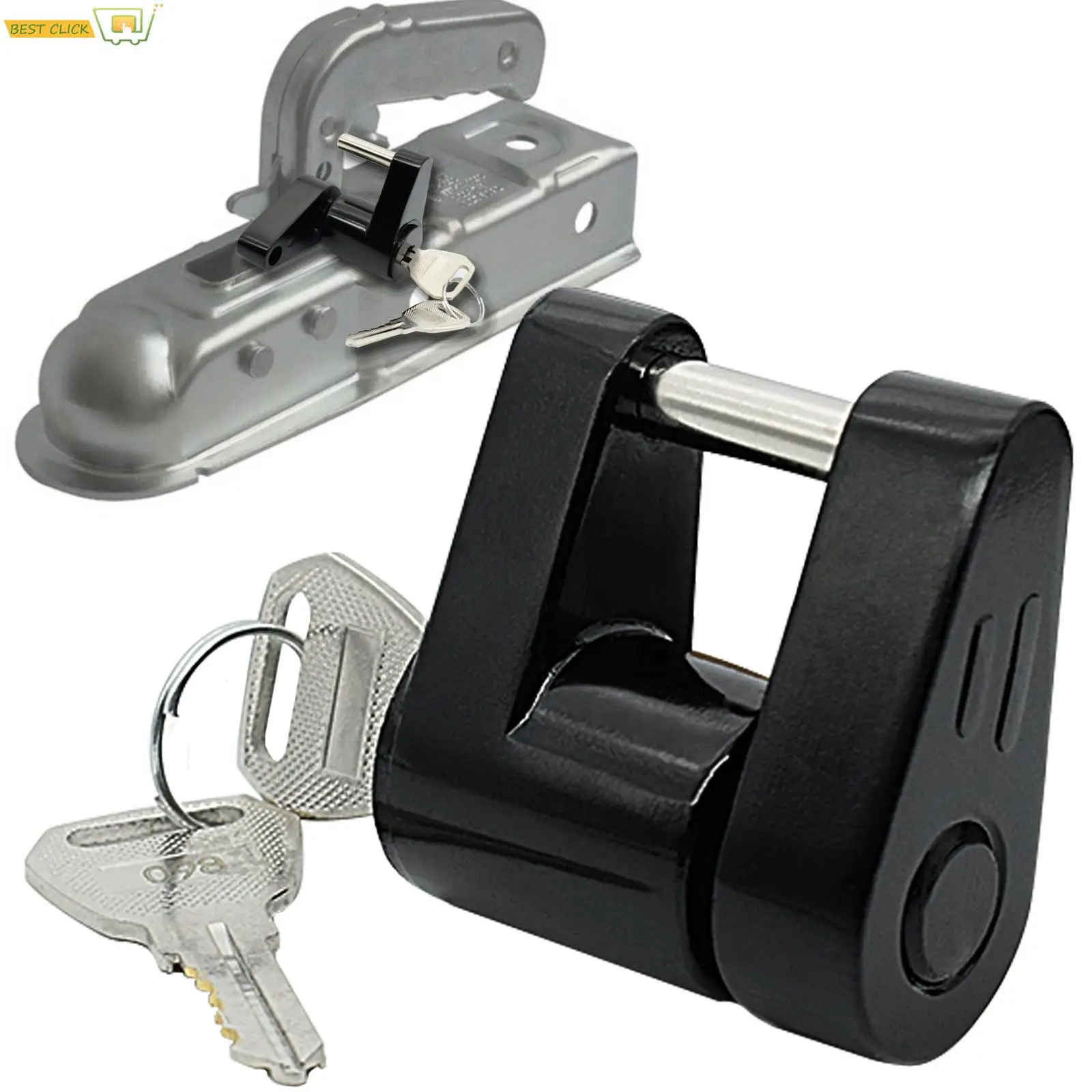

Durable Trailer Hitch Coupler Heavy-Duty Padlock Hook Lock Rust-resistance Anti-theft Tongue Locks Hitch Security Protector