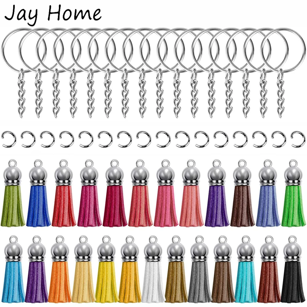 

150Pcs Key Chain Rings Set with Tassel Pendants Open Jump Rings Eye Pins Keychain for DIY Crafts Jewelry Making Accessories