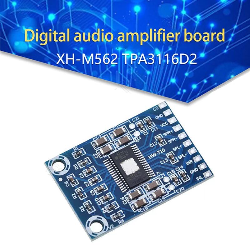 1 조각 TPA3116D2 XH-M562 50W + 50W 2.0 채널 디지털 스테레오 오디오 전력 증폭기 보드 DC 12-24V 홈 시어터 액세서리