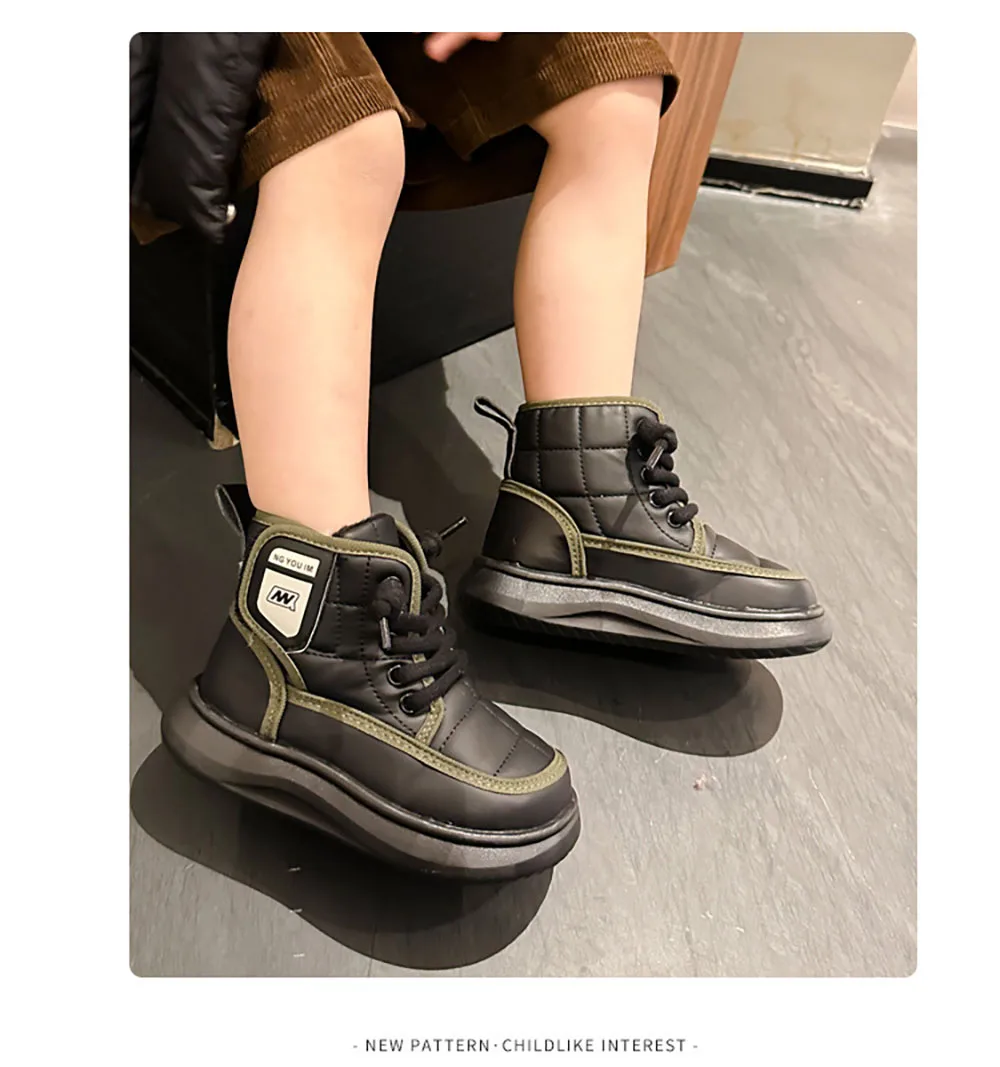 2024 Tendenza Moda Bambini Neve Antiscivolo Adolescente Ragazza Peluche Stivali Morbidi Suola Finta Pelliccia Cotone Scarpe Per Ragazzi_voghion.com