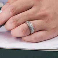 Newshe Genuine 925 Sterling Silver Half Eternity Brilliant Round Cut Cubic Zircon Wedding Rings for Men Trendy Jewelry - Image 3