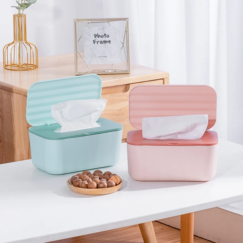 Home Kitchen Tissue Paper Dispenser Storage Organizer Tissue Box with Cover Square Wet Wipes Case Napkins Toilet Paper Container 5