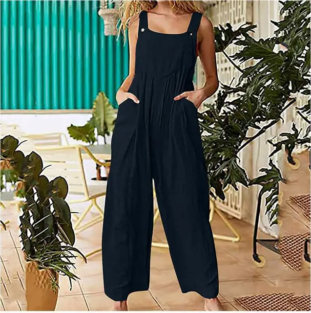 Wide Leg Jeans Denim Overalls 2022 New Minimalism Womens Rompers Loose Overalls Women Denim Jumpsuit Summer Casual Jumpsuit 8013 Black