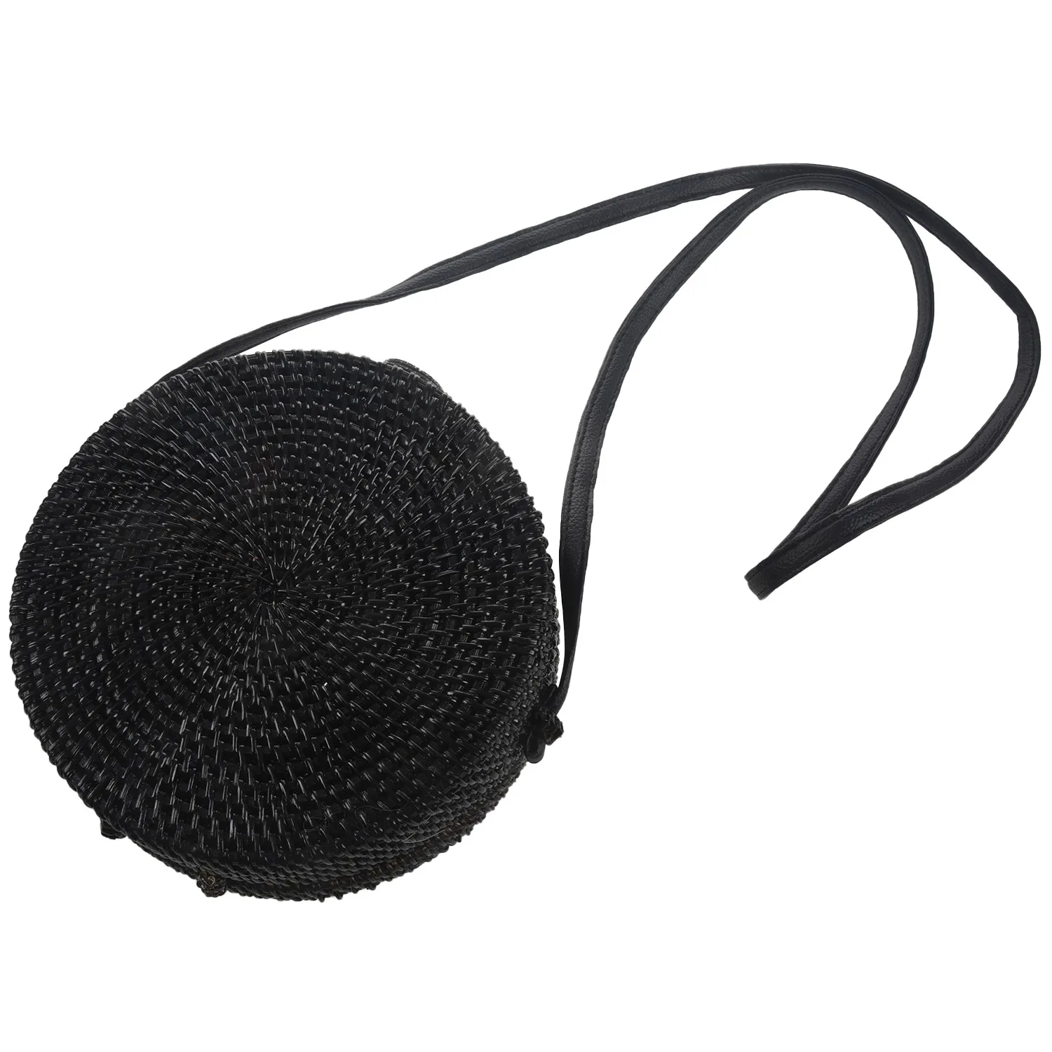 

Черные круглые сумки из ротанга для женщин, сумка через плечо, плетеная круглая сумка ручной работы на плечо, женские сумки (для рыбалки