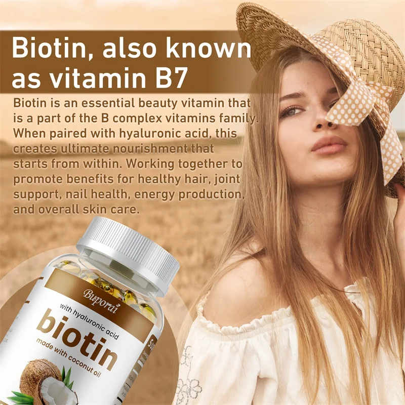 Biotin Hyaluronic Acid Hydrates Skin Soothes Joints Promotes Healthy Hair and Eyes hyaluronic acid capsules