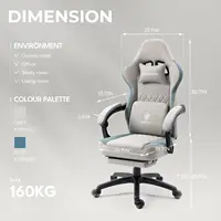 Dowinx Gaming Chair Breathable Fabric Computer Chair with Pocket Spring Cushion, Office Chair with Gel Pad and Storage Bag 2