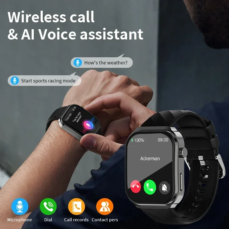 2025 새로운 AI 건강 진단 스마트 시계 혈액 지질 요산 블루투스 통화 혈압 건강 Smartwatch 남성 여성
