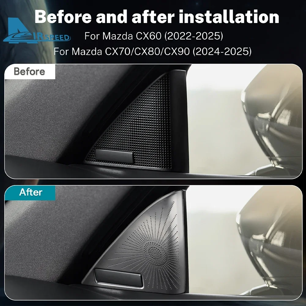 마쓰다 CX60 2022-2025 CX70 CX-70 CX80 CX-80 CX90 CX-90 고급형 2024 2025용 스테인리스 스틸 프론트 도어 스피커 커버