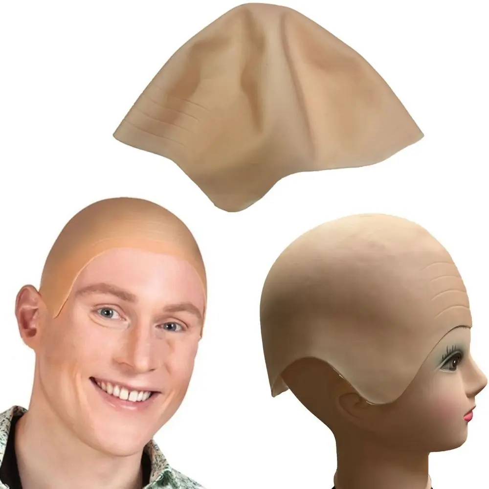 New Nylon Latex Bald Caps Thick Material Fashionable Bald Cosplay Hat Dress Up Latex Makeup Bald Head Wig Cap Party Prop