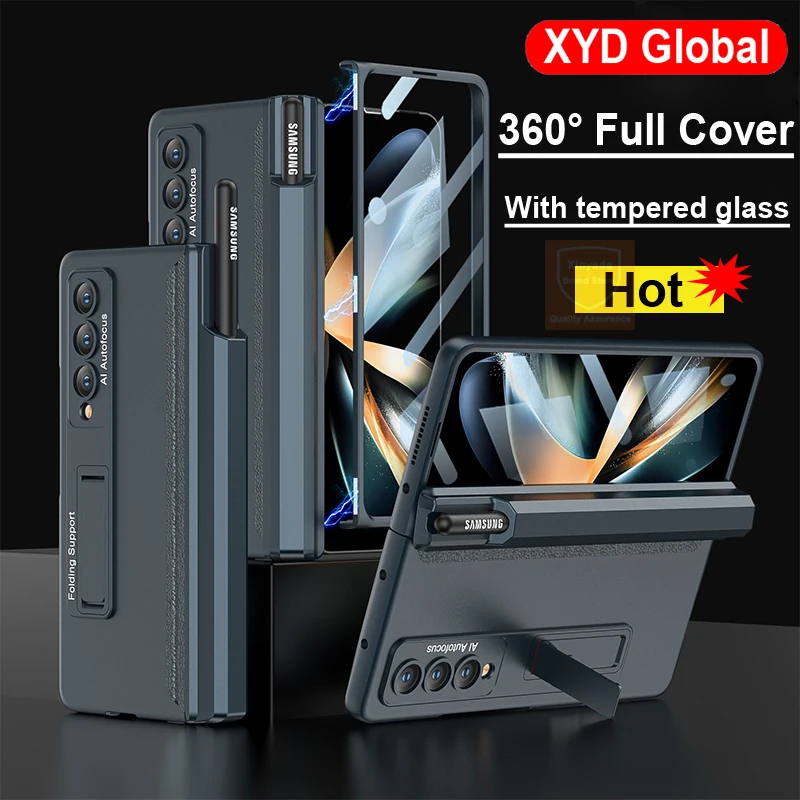 

360 Full Body Cover For Samsung Galaxy Z Fold4 Case Tempered Glass PC Hard Holder Case For Galaxy Z Fold 4 Fold4 Flip Bumper