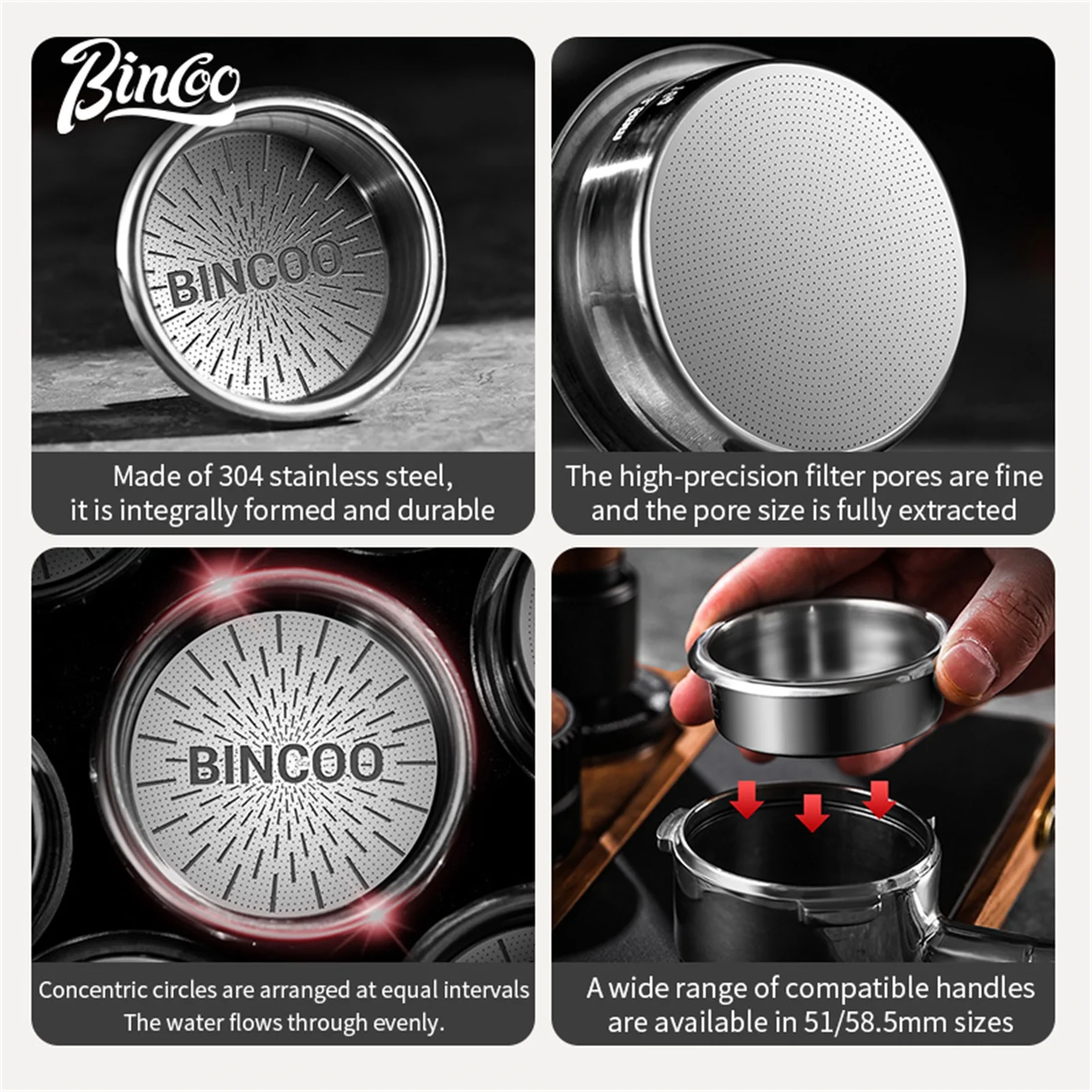 سلة فلتر قهوة فاخرة ستانلس ستيل 58.5 مم