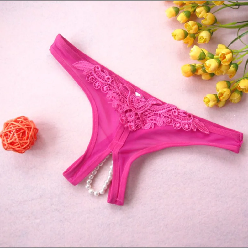 Women Underwear Lace Open Cut Pearl Massage Hollow Out Low Waist Triangle Panties Solid Color Mesh Transparent Sexy Underpants women panties female underwear lace panties womens underwear