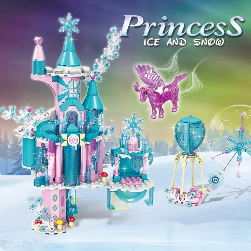 

Ice Snow Castle Building Block Magic Princess Castle Model Assembly Bricks Toys Creative City Streetview Children Christmas Gift