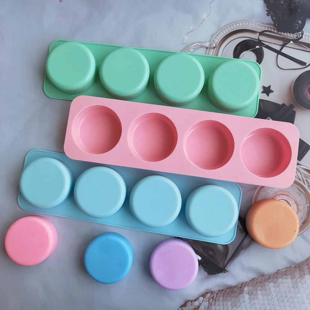 Silicone Soap Mold 4 Holes Oval Round Square DIY Soap Making Mould Homemade Mould Decoration Wax Candle Cake Tools silicone mold