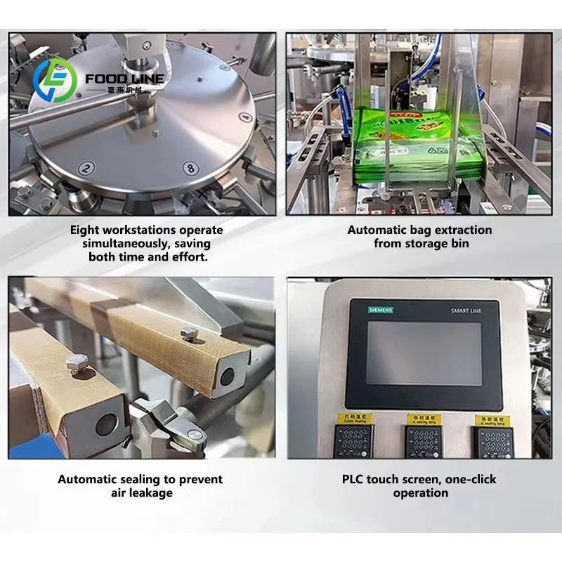 Macchina Automatica Personalizzata per Confezionamento Verticale Form-Fill-Seal, Macchina per Imballaggio Polveri in Sacchetti Preformati - immagine 5