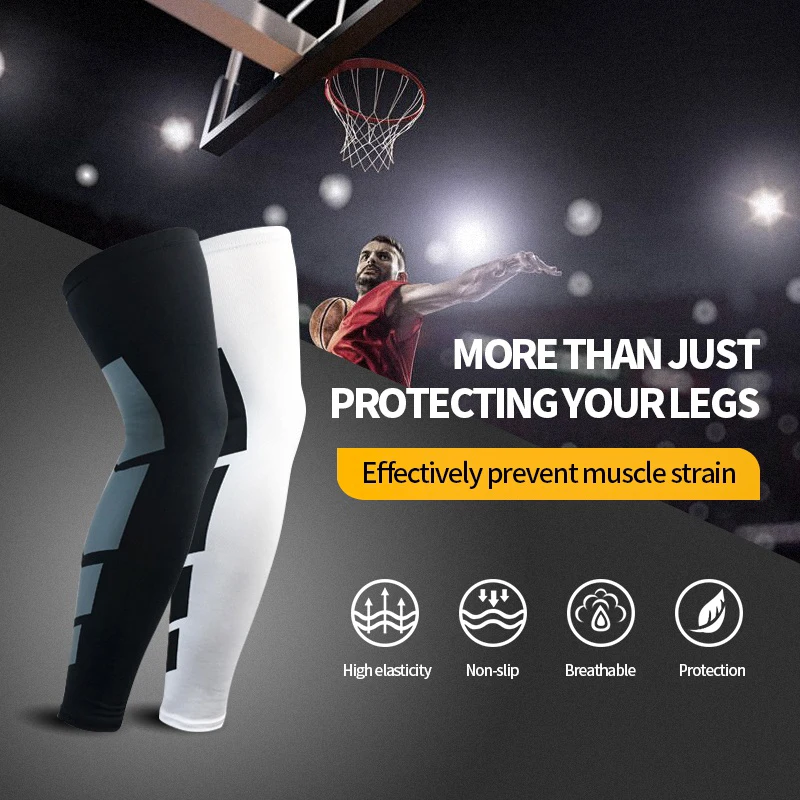 1Pair Sports Compression Long Leg Sleeves Anti-slip Calf & Shin Splint Support Protector Cycling Running Relief Leg Muscle Pain leg compression sleeves