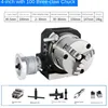4 inches Milling indexing head rotary table three-jaw chuck universal indexing plate rotating vertical horizontal manual 1