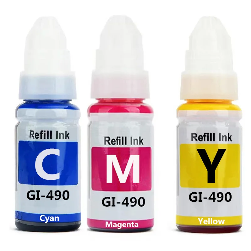 GI-490 Compatible Color Water Based Bottle Refill Ink for Canon Pixma G3411 G2410 G2411 Printer