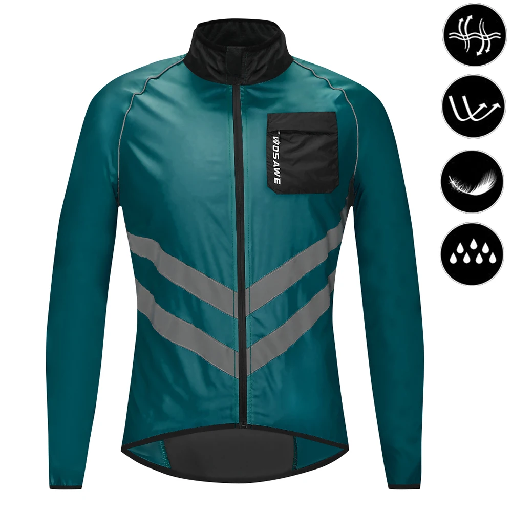 WOSAWE Uomo Ciclismo Abbigliamento Primavera Estate Riflettente Giacca Gilet Antivento Impermeabile Capispalla Sport All'aperto(BL208 Nero XXL