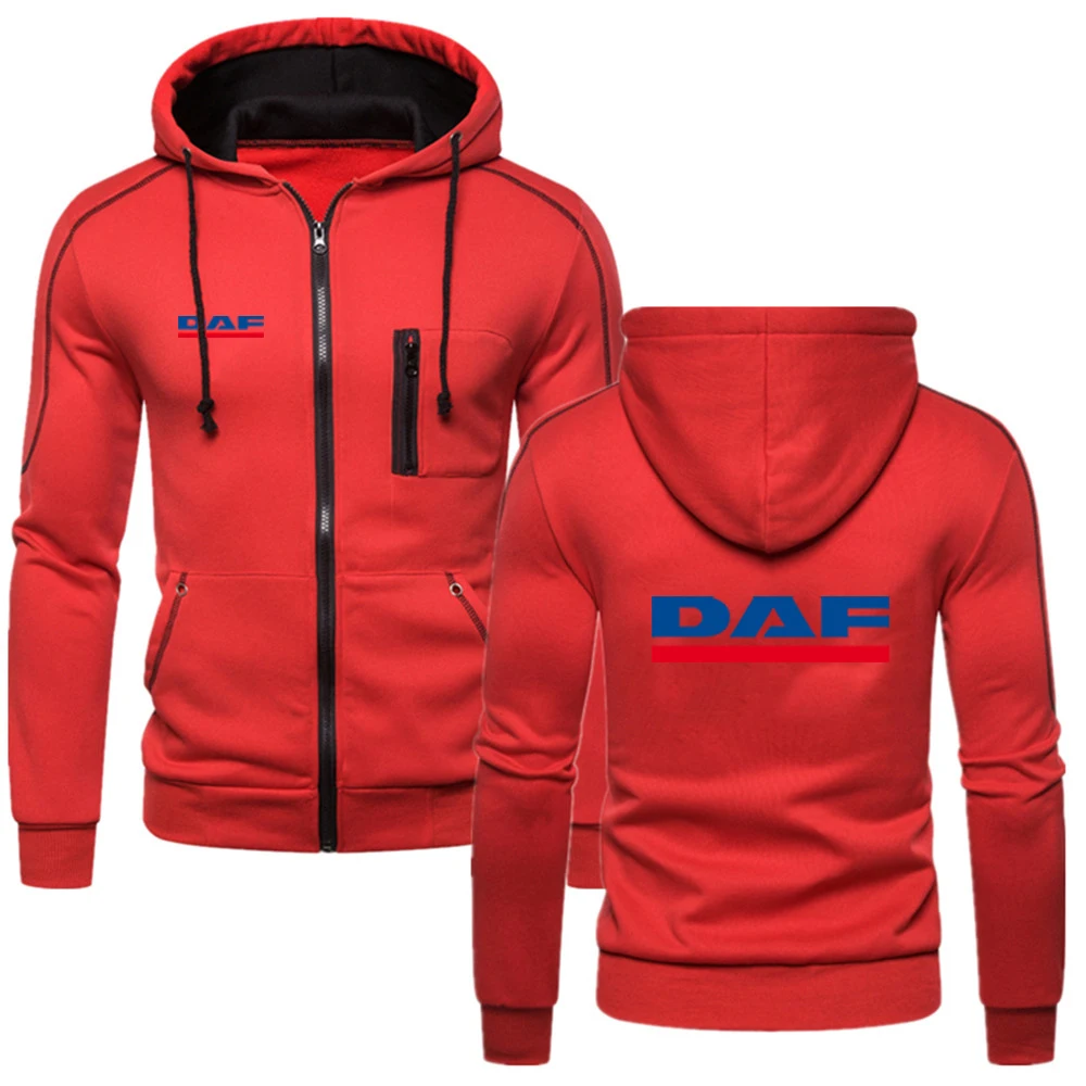 Spring Autumn Men's DAF Truck Print New Type Solid Color Hoodies Windproof Versatile Coat Loose and Comfortable Jacket