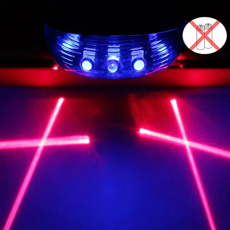 Mountain Bike Bicycle Laser Taillight Waterproof 2 Parallel Line Laser Taillight Starry Sky Safety Warning Lasers 5LED