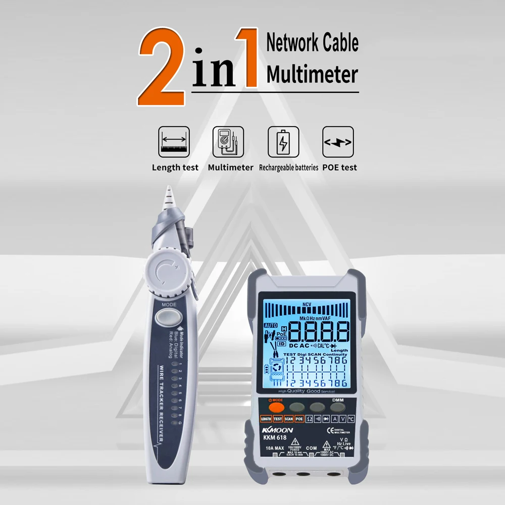 KKMOON KKM616 KKM618 Network Cable Tester with LCD Display Analogs Digital Search POE Test Cable Pairing