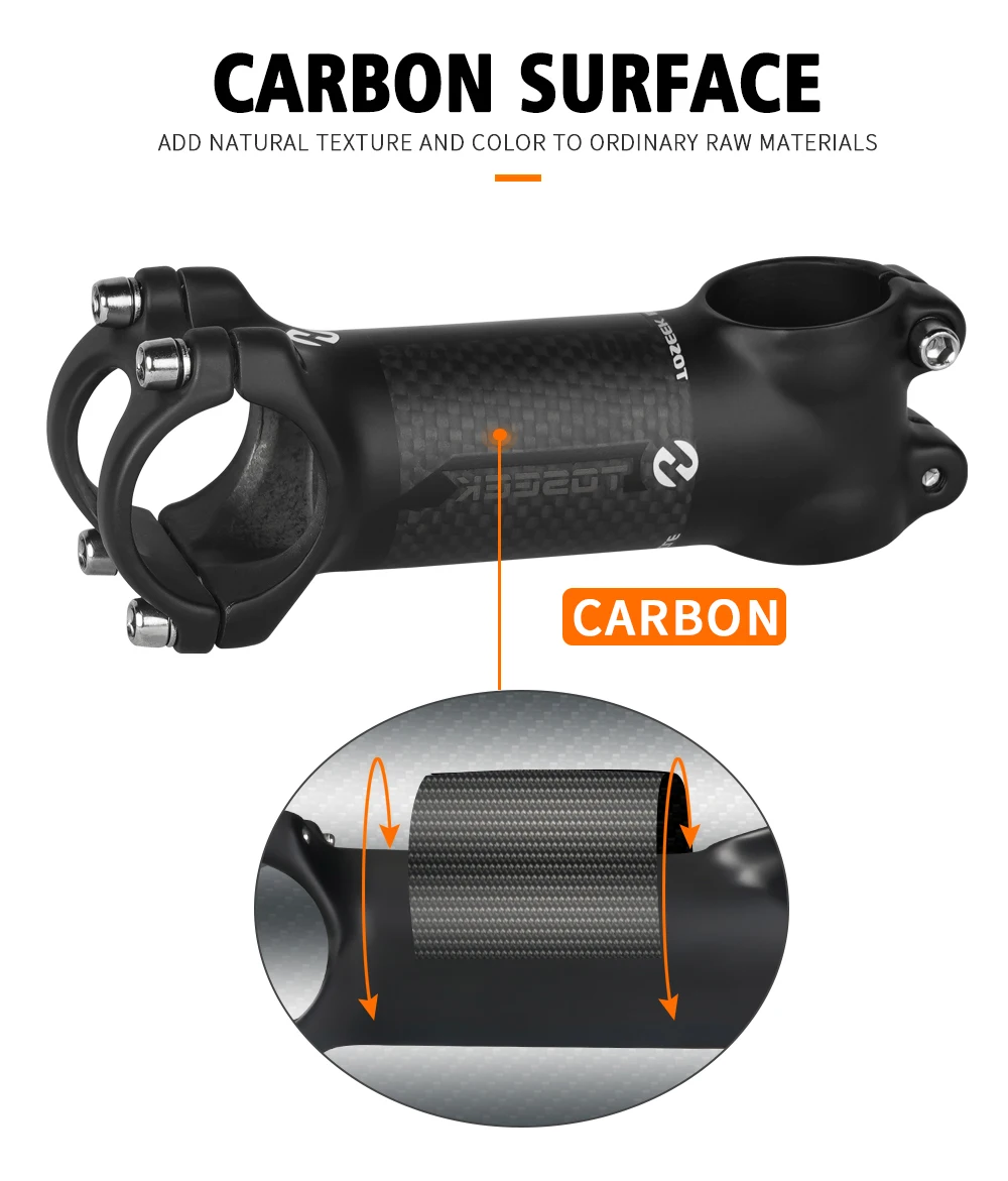TOSEEK Fahrradlenker-Vorbau 28,6-31,8mm Aluminium + Carbon Vorbau Winkel 6° 17° MTB Lenker-Vorbau MTB-Vorbau Ersatzteile für Fahrräder – Detail 8