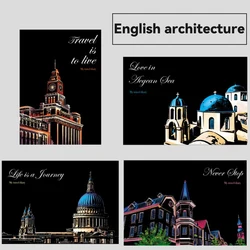 World Landscape Scratch Art Paper - Creative DIY Handmade Gifts (English Architecture)