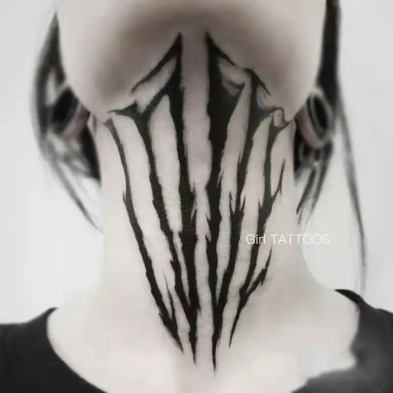 Black Cross Butterfly Temporary Tattoo Stickers for Women Men Letters Characters Waterproof Fake Tattoo Neck Body Art