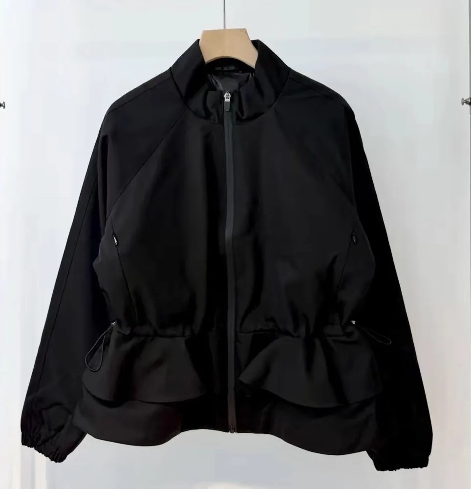 LANMREM Autumn Winter New Zipper Stand Collar Down Jackets Trendy Loose Casual 90 White Goose Drawstring Waist Short Winter Coat