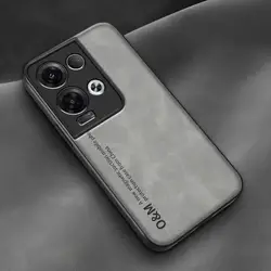 Luxury Magnetic Leather Phone Case - Premium Silicone Cover for Reno 8 Pro Plus (Light Gray)