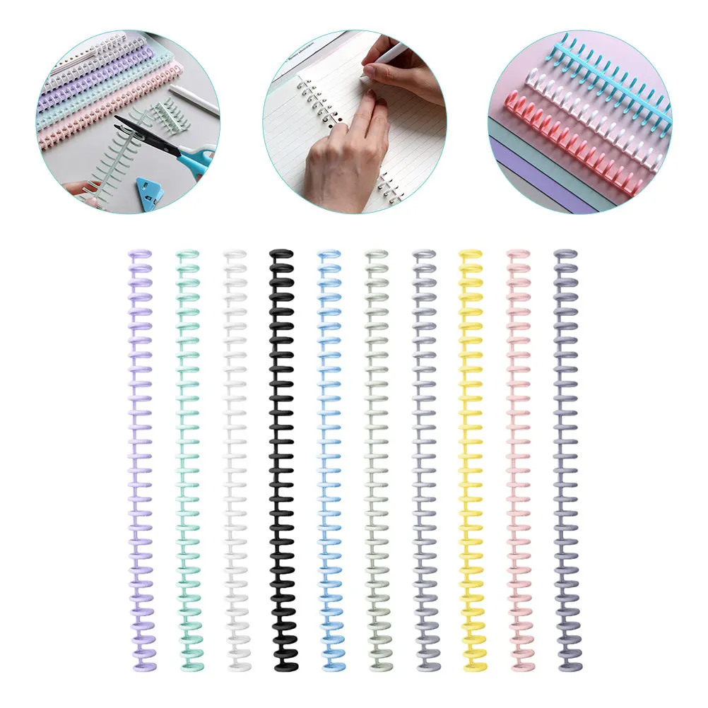 10Pcs 느슨한 잎 바인딩 링 노트북 플래너 DIY 주최자 학교 사무실 가정용을위한 경량 휴대용 나선형 코일