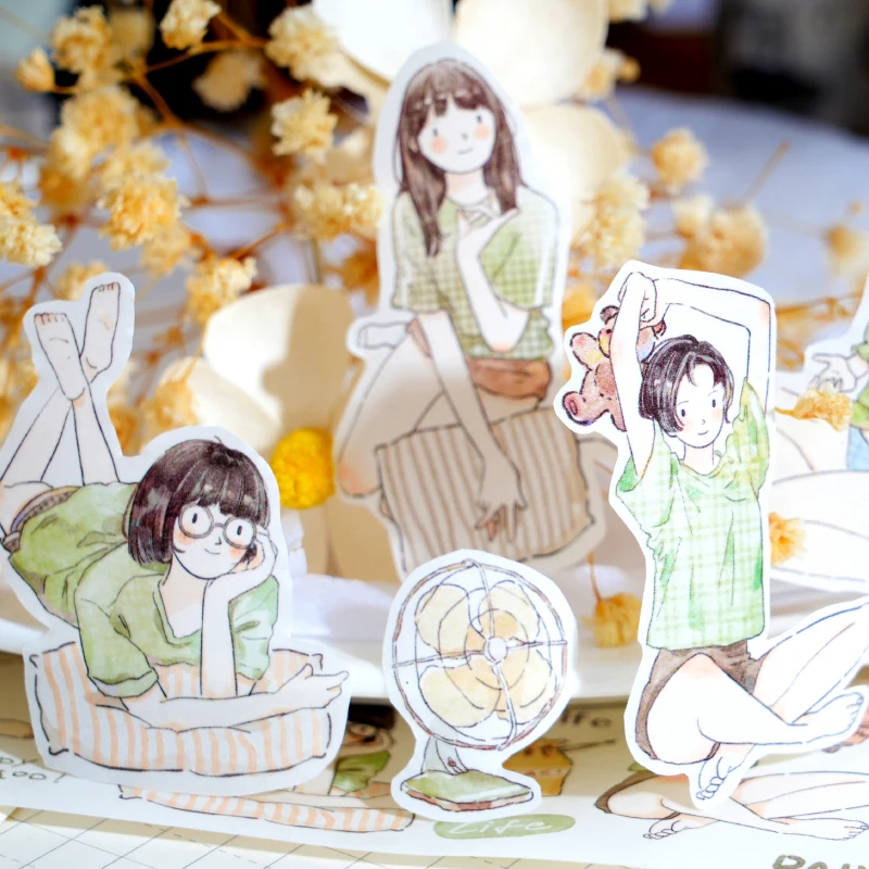Yoofun 7x200cm Leisure Life Girl Washi Tape for Planner Card Making DIY Scrapbooking Collage Junk Journal Decorative Sticker 2