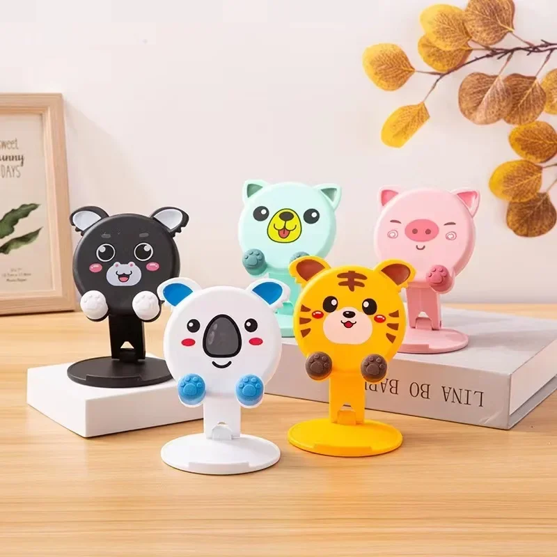 Phone Holder Cute Cartoon Animals Phone Holder Kawaii Desktop Foldable Cell Phone Stand Adjustable Table Holder